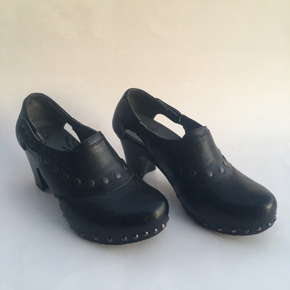 DANSKO Ryder Leather Studded Clog Block Heel Women EU 38 US 7.5 Black Adjustable